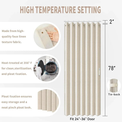 Rivara Room Divider Drapes | Elegant Pleated Folding Curtain for Doorways 2