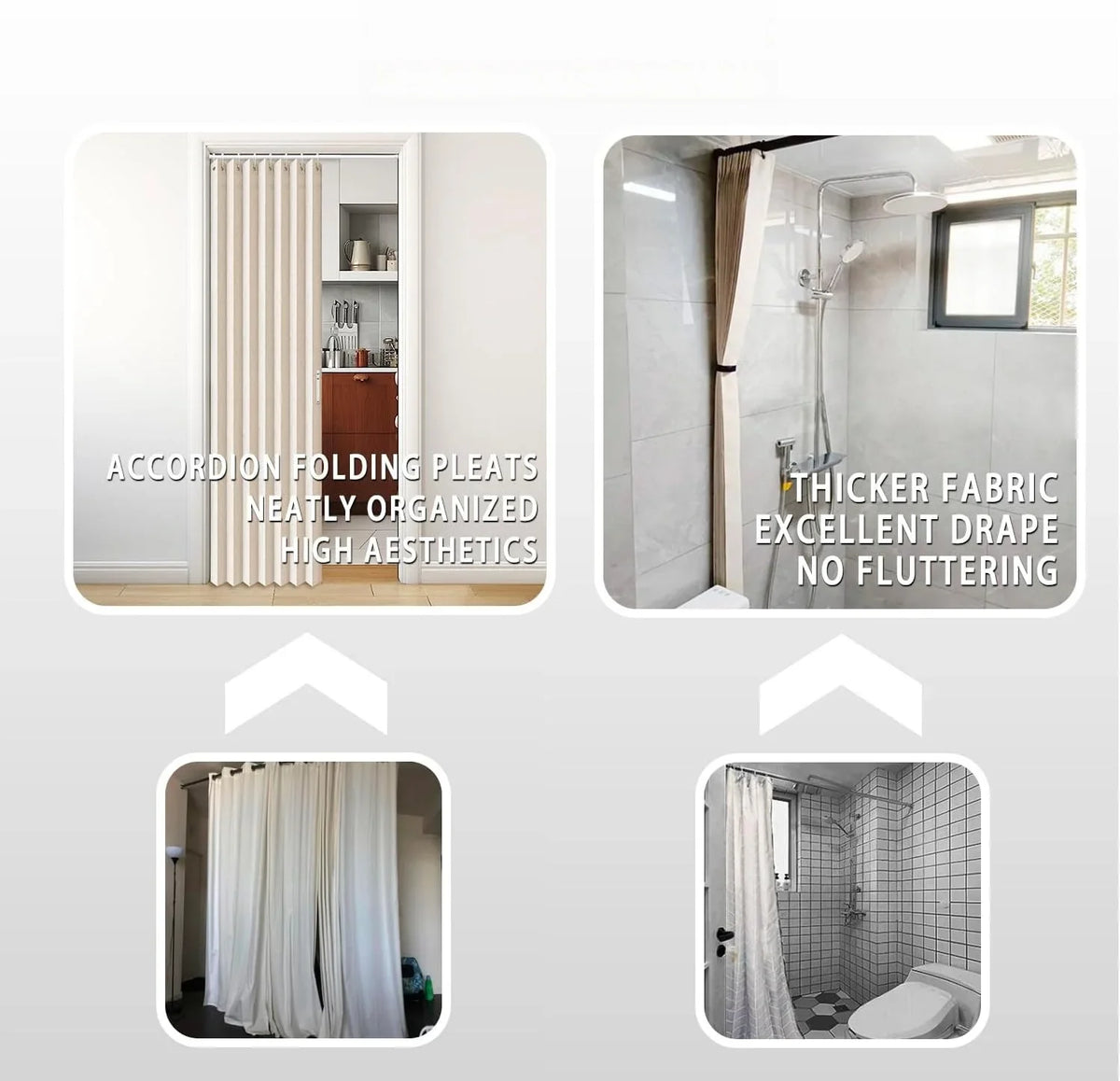 Rivara Room Divider Drapes | Elegant Pleated Folding Curtain for Doorways 7