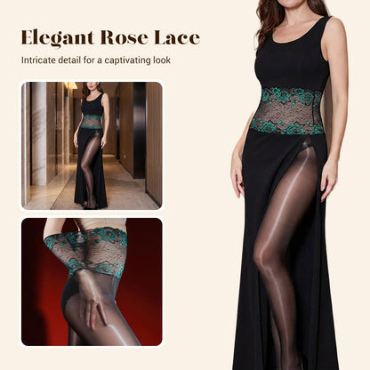 Rosa Lace Stockings Set | 8D Oil-Sheen Fabric, High-Waist Design 3