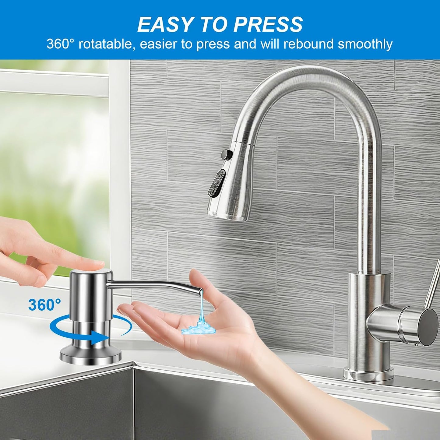 Sierra Kitchen Soap Dispenser | 39-Inch Hidden Tube, Durable Design 5