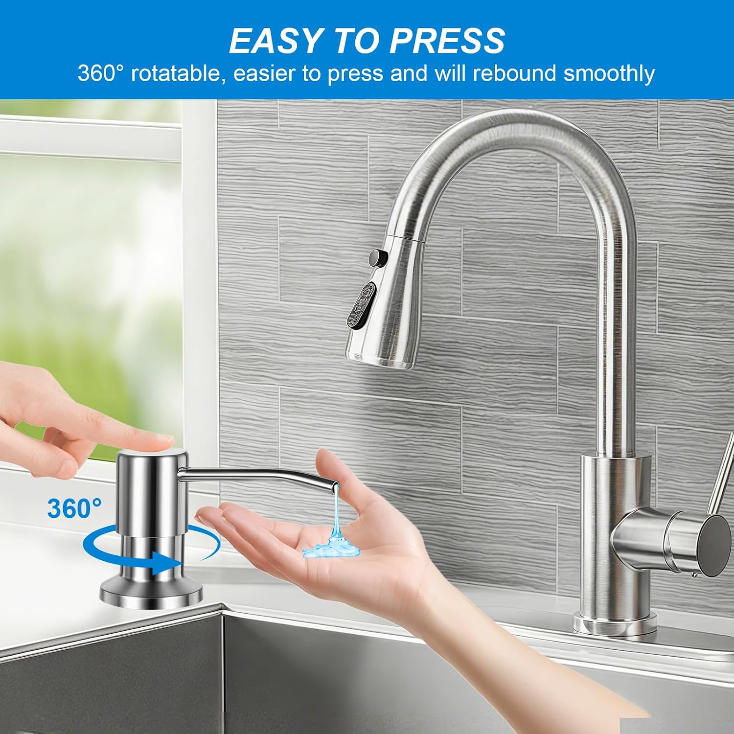 Sierra Kitchen Soap Dispenser | 39-Inch Hidden Tube, Durable Design 5