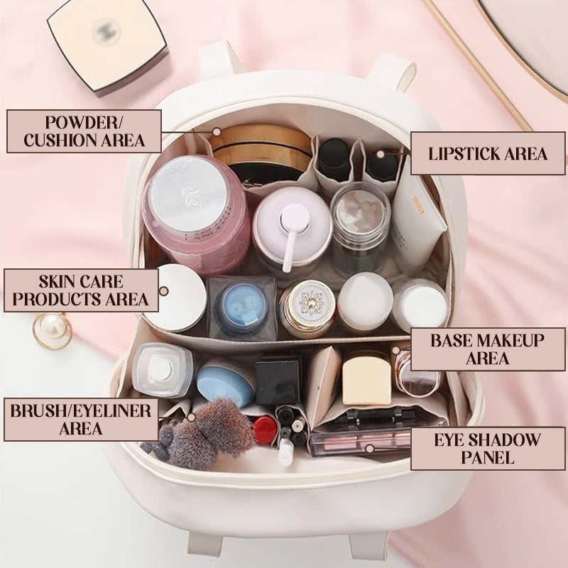 Sierra Travel Makeup Bag | Waterproof PU Leather, Multi-Layer Design 5