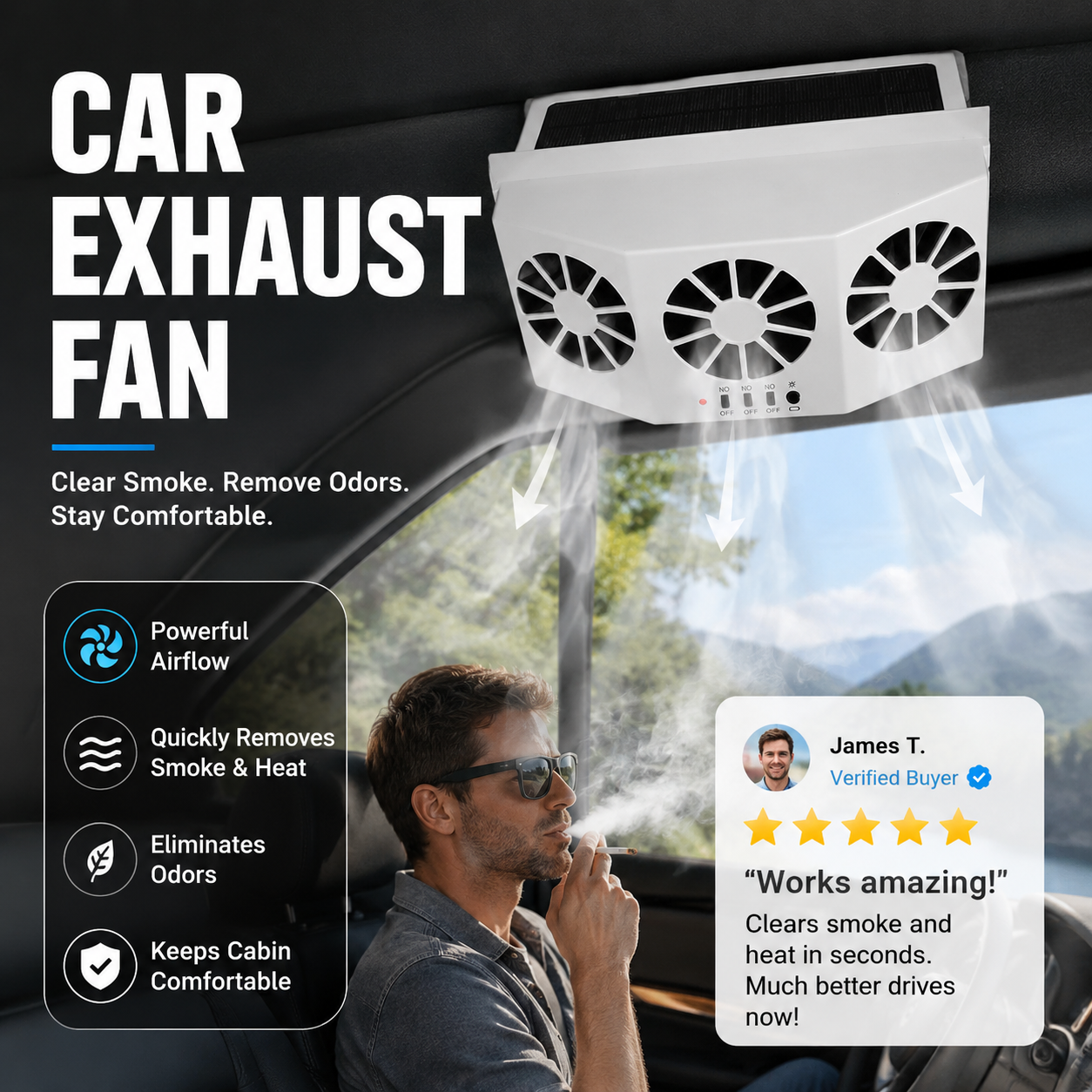 SolaCool Car Window Fan | Solar Powered, Enhanced Air Circulation 4