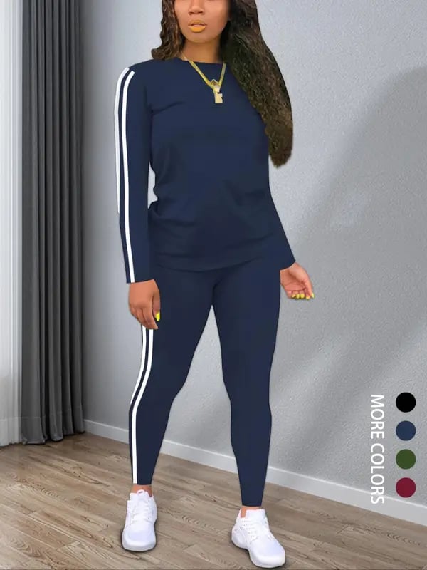 Sora Two Piece Set | Cozy Striped Long Sleeve Top & Pants для женщин 1
