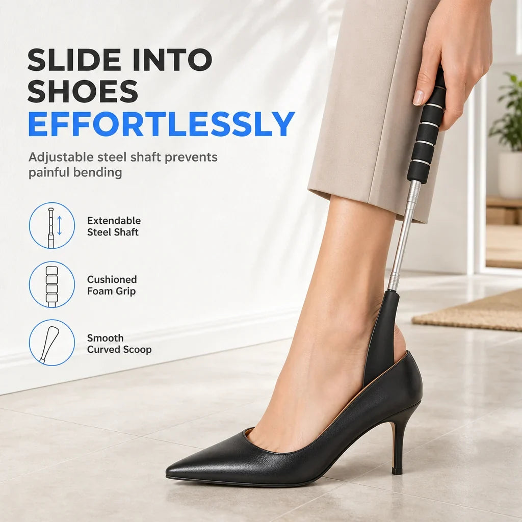 Tango Long Handled Shoe Horn | Stainless Steel, Ergonomic Design, Extendable 70 cm 1