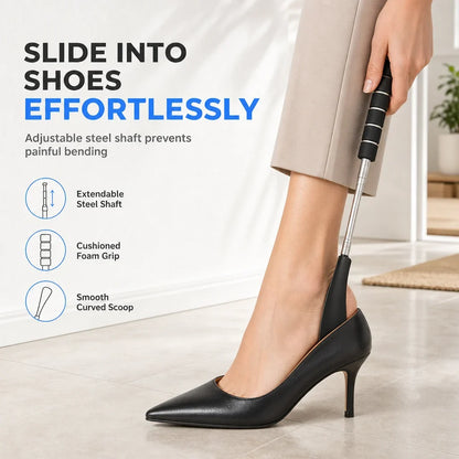 Tango Long Handled Shoe Horn | Stainless Steel, Ergonomic Design, Extendable 70 cm 1
