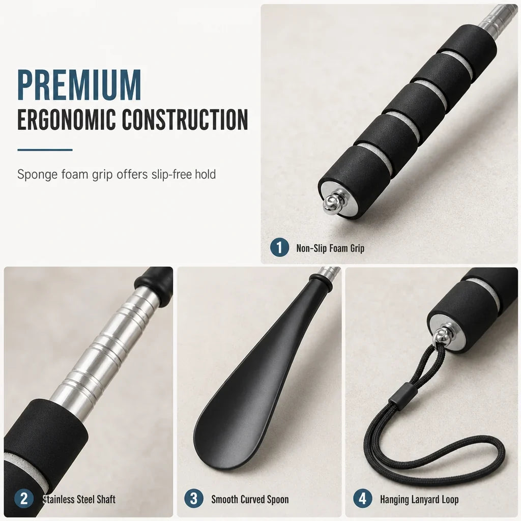 Tango Long Handled Shoe Horn | Stainless Steel, Ergonomic Design, Extendable 70 cm 5