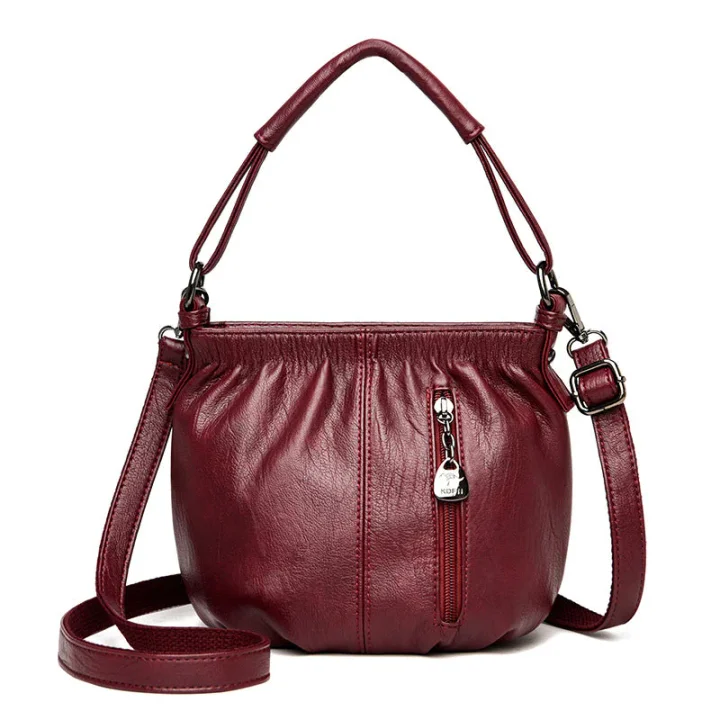 Vela Crossbody Bag | Soft PU Leather, Adjustable Strap, Three Zippered Compartments 0