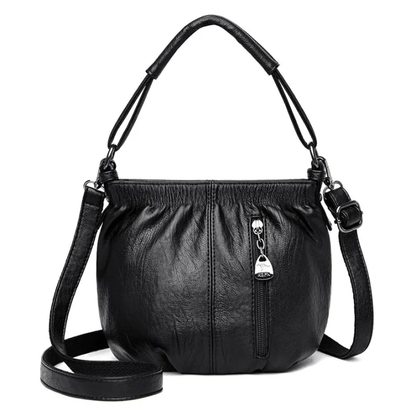 Vela Crossbody Bag | Soft PU Leather, Adjustable Strap, Three Zippered Compartments 11