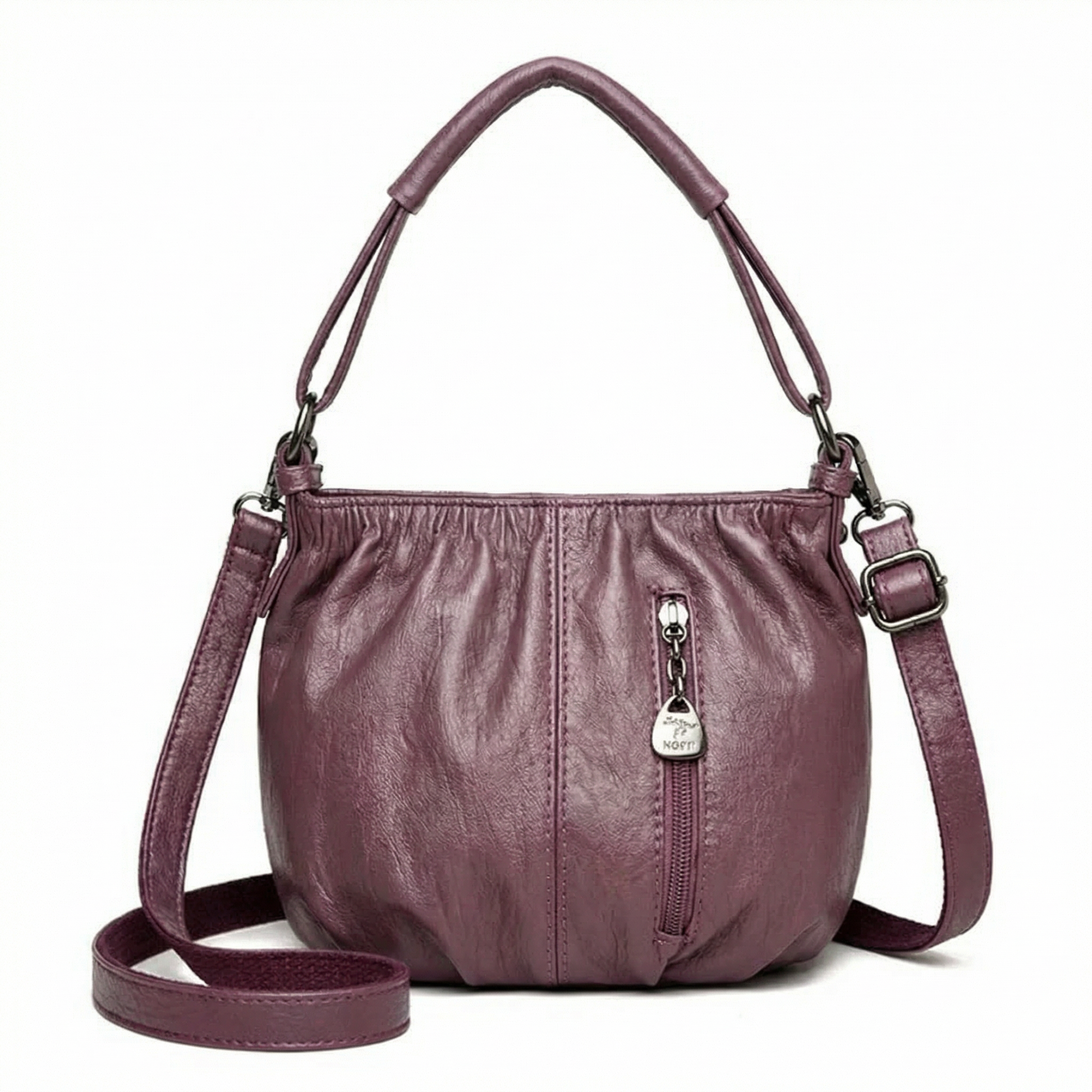 Vela Crossbody Bag | Soft PU Leather, Adjustable Strap, Three Zippered Compartments 9