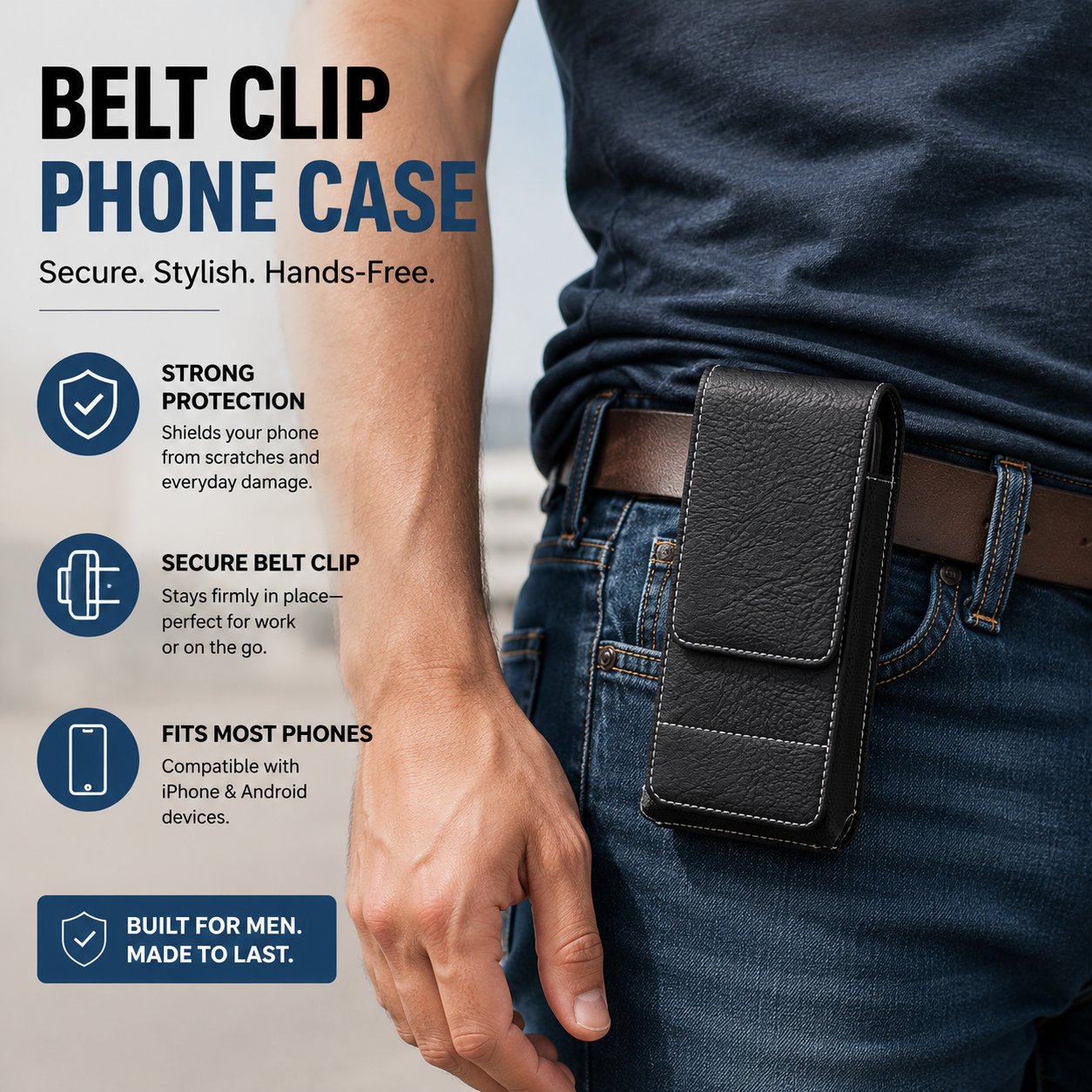 Vexo Phone Pouch | Multi-Pocket Leather Holster with Magnetic Closure 3