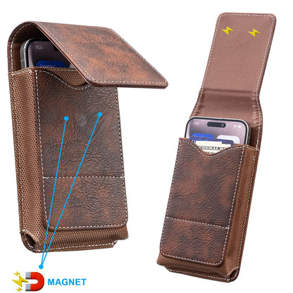 Vexo Phone Pouch | Multi-Pocket Leather Holster with Magnetic Closure 4