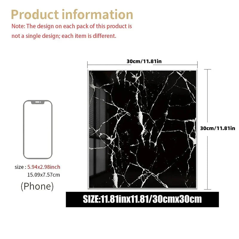Vinyluxe Peel & Stick Tiles | Waterproof Vinyl, Slip-Resistant, Set of 5 3