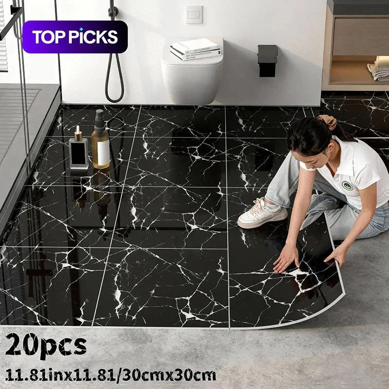 Vinyluxe Peel & Stick Tiles | Waterproof Vinyl, Slip-Resistant, Set of 5 4