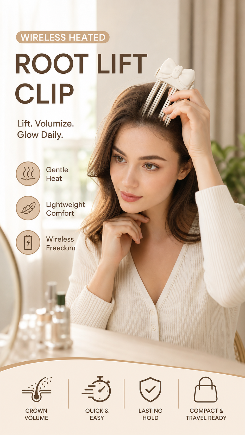 Viora Lift Clip | Wireless Heated Volume Enhancer for Fine Hair 5