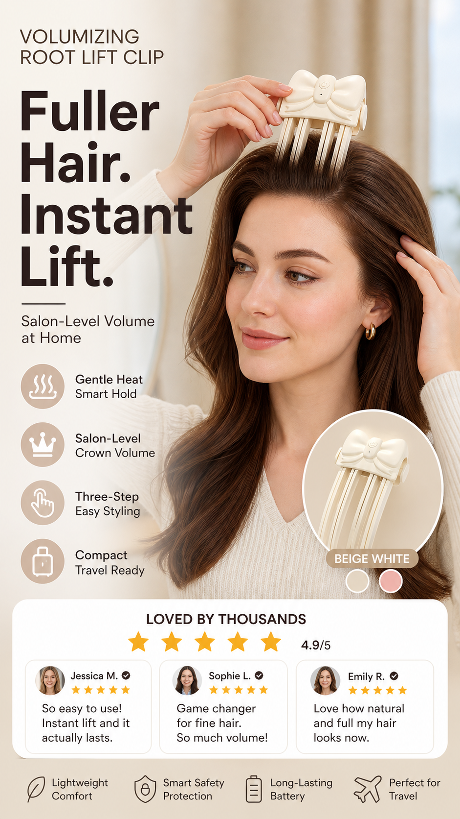 Viora Lift Clip | Wireless Heated Volume Enhancer for Fine Hair 6