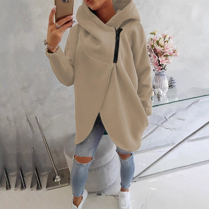 Wanda Plus Size Hoodie | Half-Zip, Asymmetrical Hem, Loose Fit 10