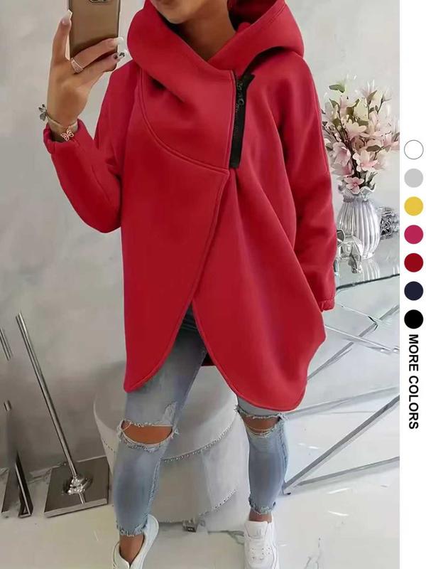 Wanda Plus Size Hoodie | Half-Zip, Asymmetrical Hem, Loose Fit 5