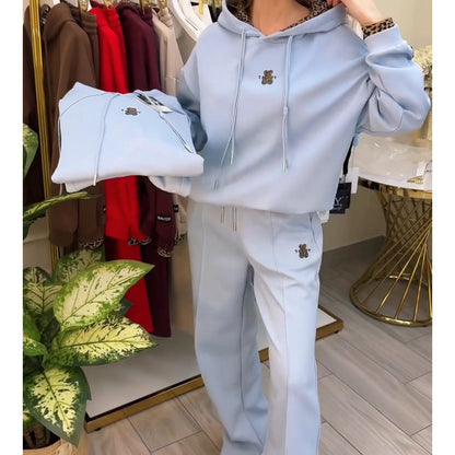 Wendy Casual Hoodie Set | Leopard-Print Lining, Oversized Fit 2