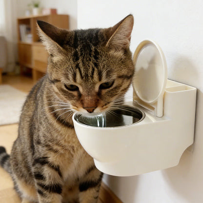 Whimsy Cat Bowl | Wall-Mounted Toilet Design, Stainless Steel 6