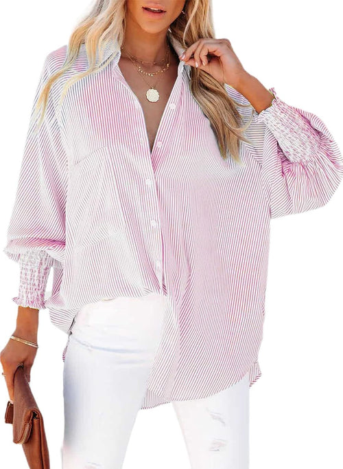 Willa Striped Shirt | Casual Long Sleeve, Lightweight Cotton Blend 1