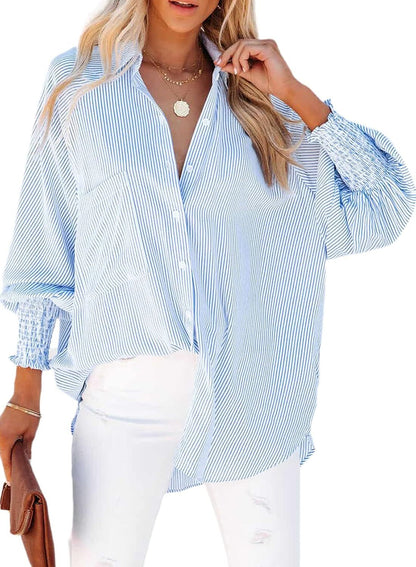 Willa Striped Shirt | Casual Long Sleeve, Lightweight Cotton Blend 6