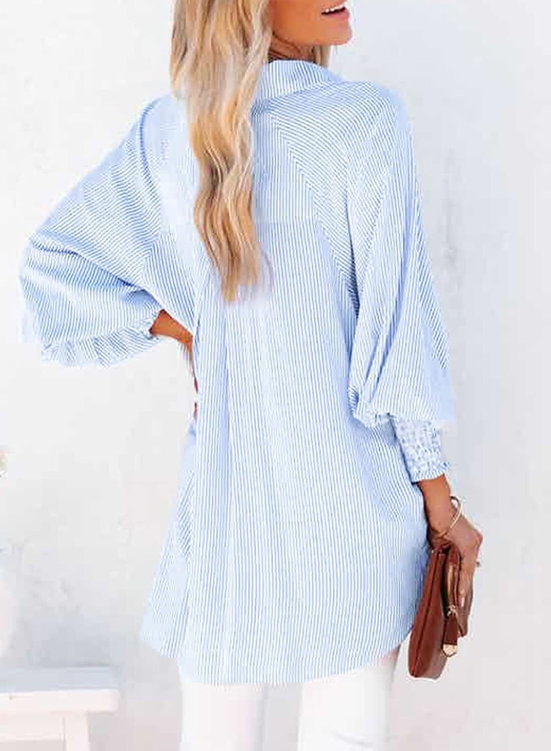 Willa Striped Shirt | Casual Long Sleeve, Lightweight Cotton Blend 7