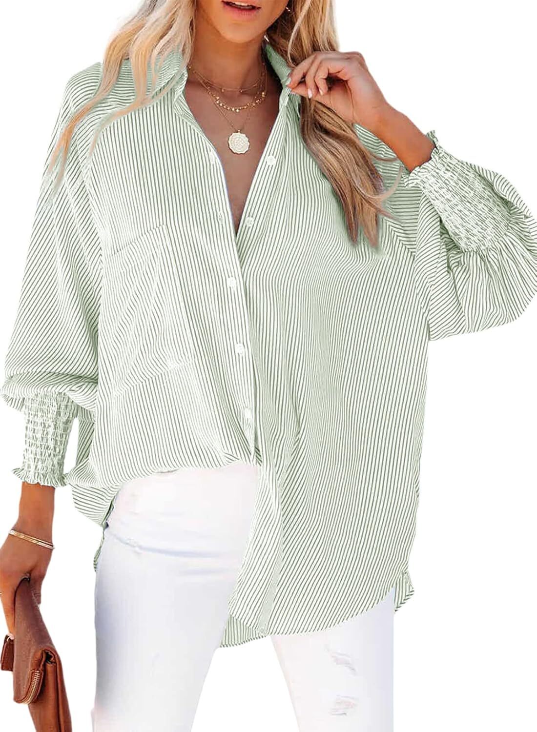 Willa Striped Shirt | Casual Long Sleeve, Lightweight Cotton Blend 9