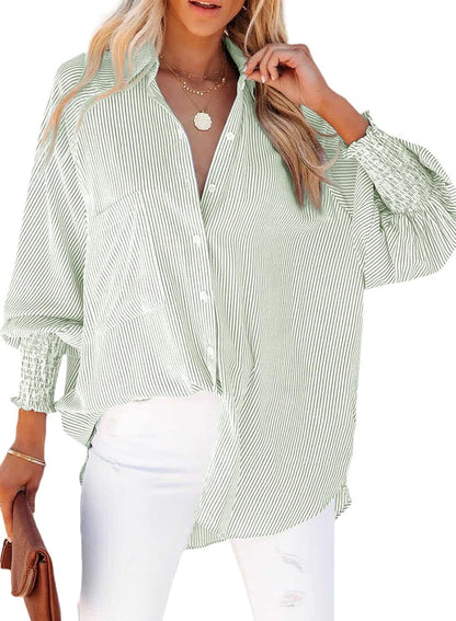 Willa Striped Shirt | Casual Long Sleeve, Lightweight Cotton Blend 9