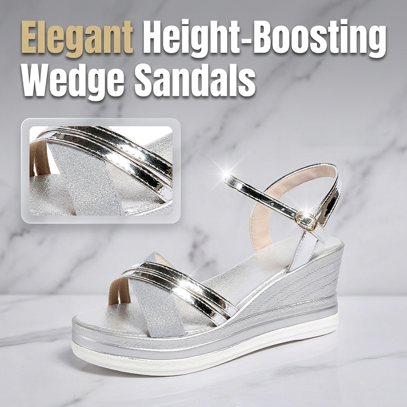 Wina Wedge Sandals for Women | Gold, Elegant Open Toe, Adjustable Ankle Strap 1