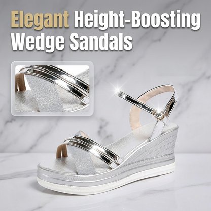 Wina Wedge Sandals for Women | Gold, Elegant Open Toe, Adjustable Ankle Strap 1