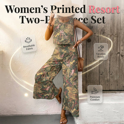 Wina Women's Two Piece Set | Breathable Sleeveless Top & Wide-Leg Pants 1