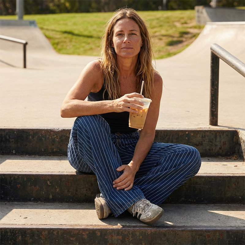 Yara Striped Jeans | Y2K Low-Rise, Vintage Wash 4
