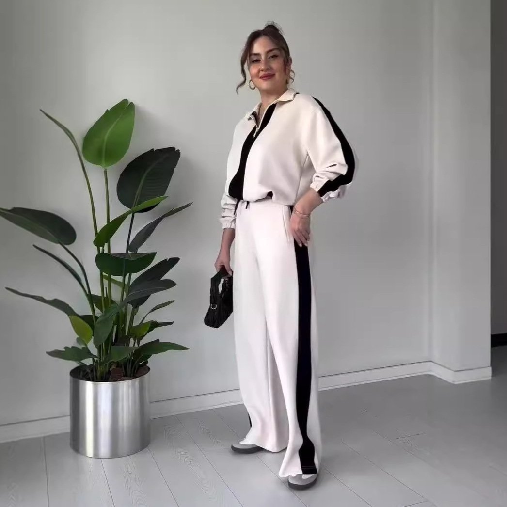 Zara Zipper Lapel Set | Chic Color Block Design 1