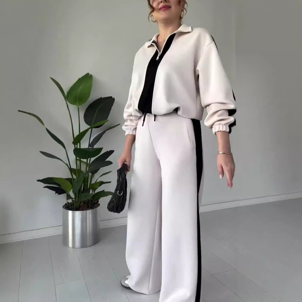 Zara Zipper Lapel Set | Chic Color Block Design 2