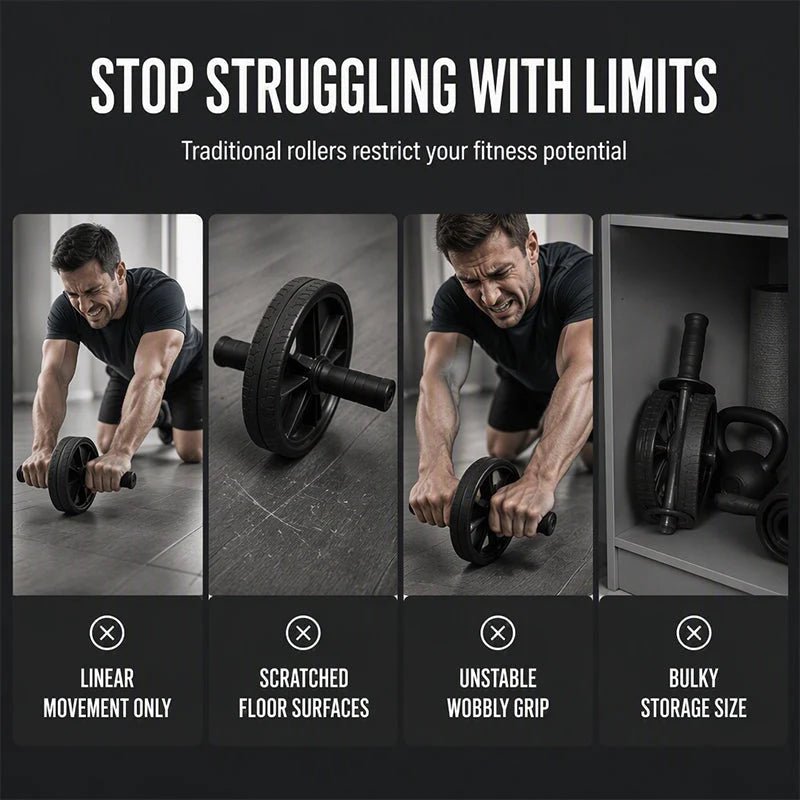 Aero Abdominal Roller Wheel | Ultra-Stable Design with Knee Mat for Core Workouts - Hartwella