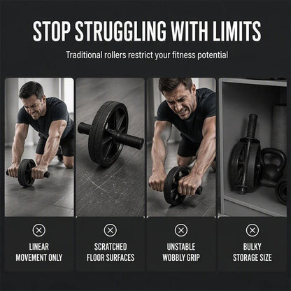 Aero Abdominal Roller Wheel | Ultra-Stable Design with Knee Mat for Core Workouts - Hartwella