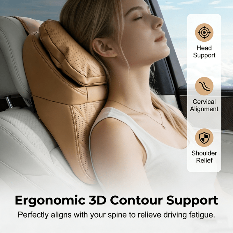 Aero Car Headrest | Ergonomic PU Leather Support - Hartwella