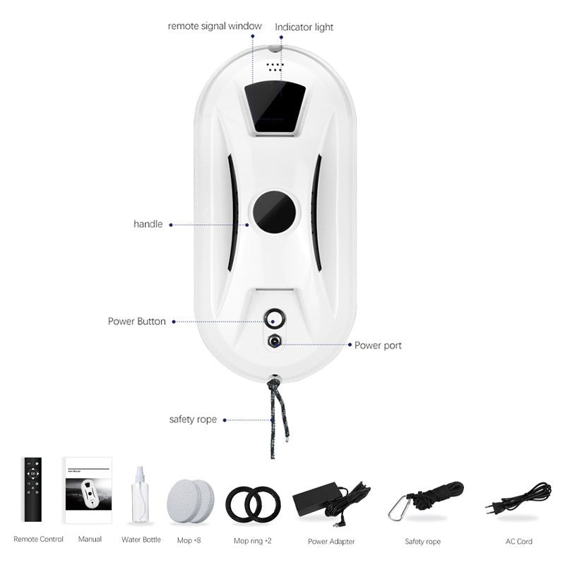 Aero Window Cleaner Robot | Dual Spinning Mop, AI Navigation - Hartwella