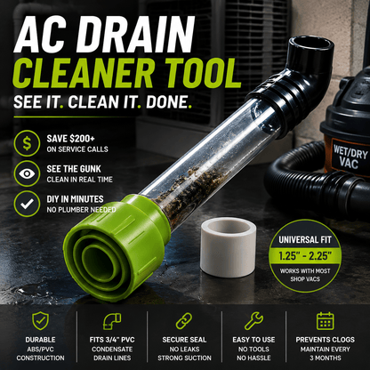 AeroClean AC Drain Line Cleaning Tool | Universal Fit, Transparent Design - Hartwella