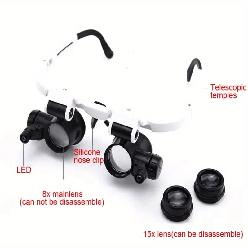 Apex Head Magnifier | Adjustable with LED Light, 3X Zoom - Hartwella