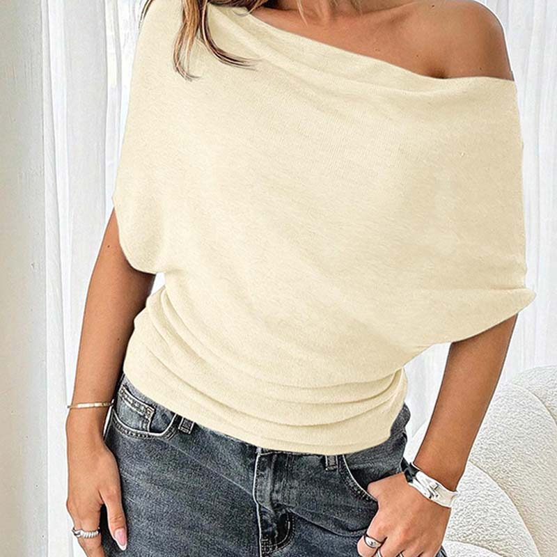 Aura Batwing Top | Asymmetrical Off - Shoulder, Premium Ribbed Knit - Hartwella