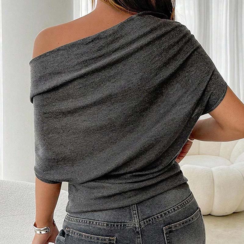 Aura Batwing Top | Asymmetrical Off - Shoulder, Premium Ribbed Knit - Hartwella