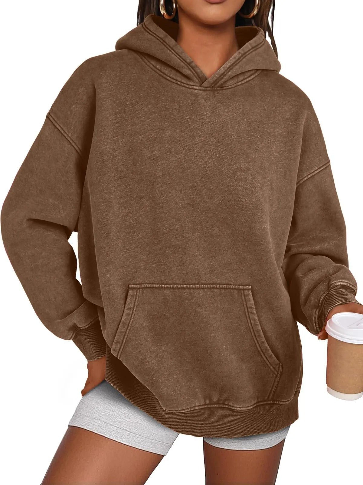 Ava Acid Wash Hoodie | Oversized, Soft Cotton Fleece - Hartwella