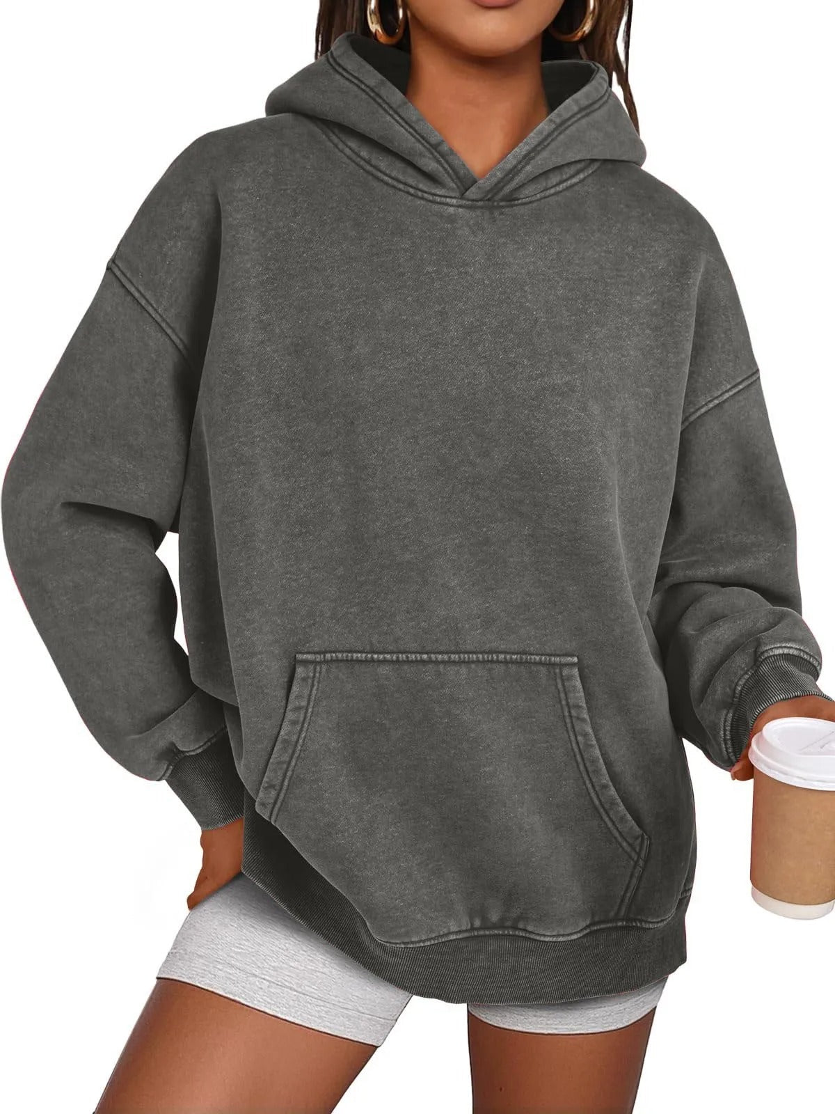 Ava Acid Wash Hoodie | Oversized, Soft Cotton Fleece - Hartwella