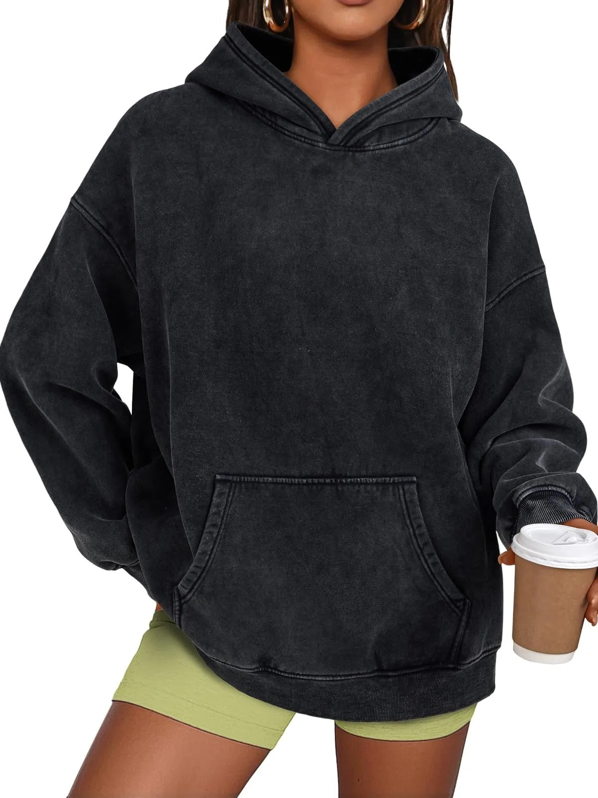 Ava Acid Wash Hoodie | Oversized, Soft Cotton Fleece - Hartwella