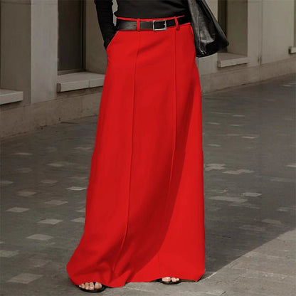 Ava Maxi Skirt | Black, A - Line, High Waist, Floor - Length - Hartwella