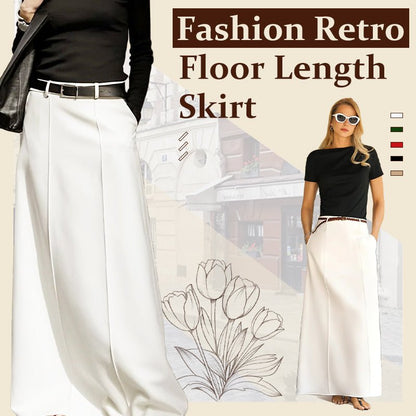 Ava Maxi Skirt | Black, A - Line, High Waist, Floor - Length - Hartwella