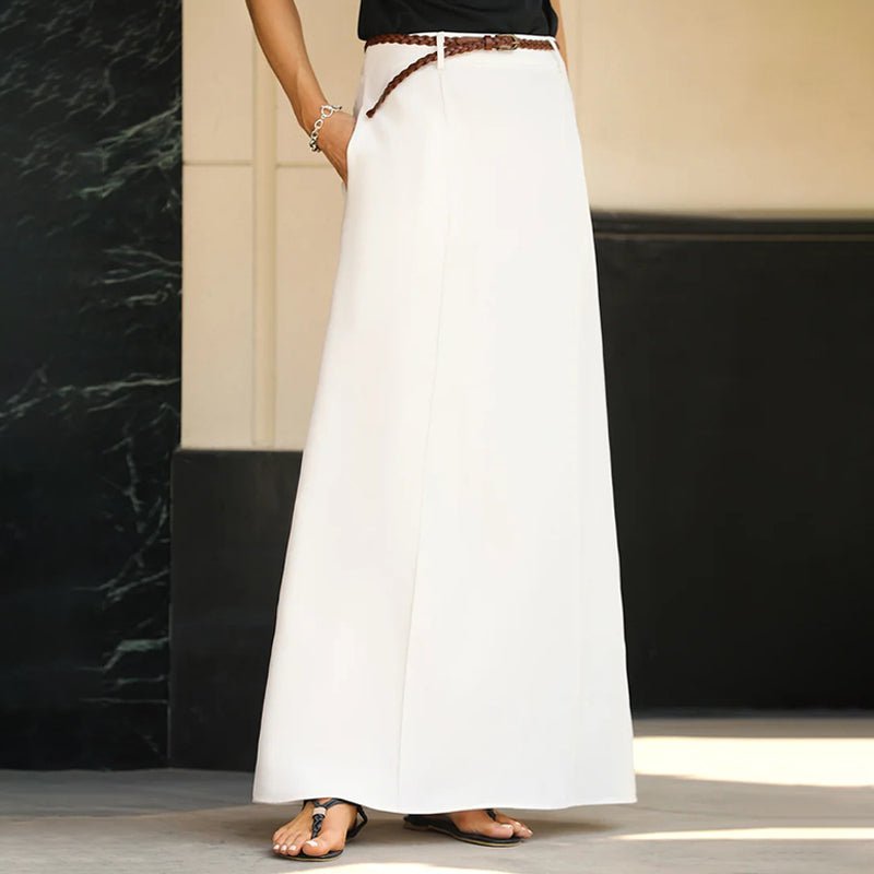 Ava Maxi Skirt | Black, A - Line, High Waist, Floor - Length - Hartwella