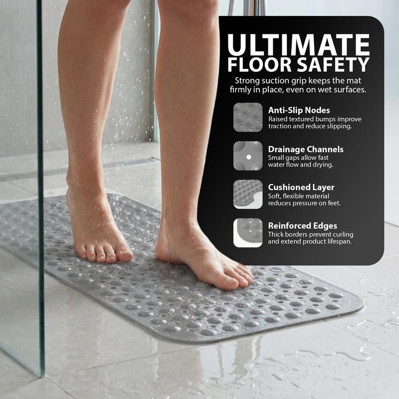 BatheSafe Non - Slip Bath Mat | Textured PVC, Suction Cups, 100 cm x 40 cm - Hartwella